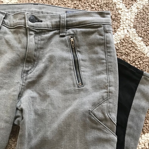 Rag & Bone grey wash skinny jeans w/ suede accent - Picture 4 of 6